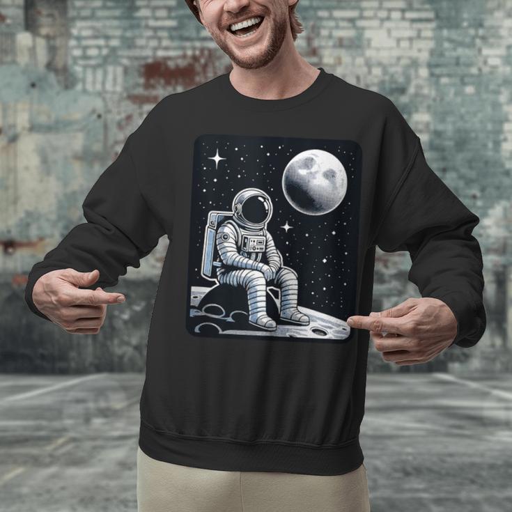 Aesthetic Spaceman Astronaut On The Moon Space Introvert Unisex Sweatshirt Aesthetic Spaceman Astronaut On The Moon Space Introvert Unisex Sweatshirt