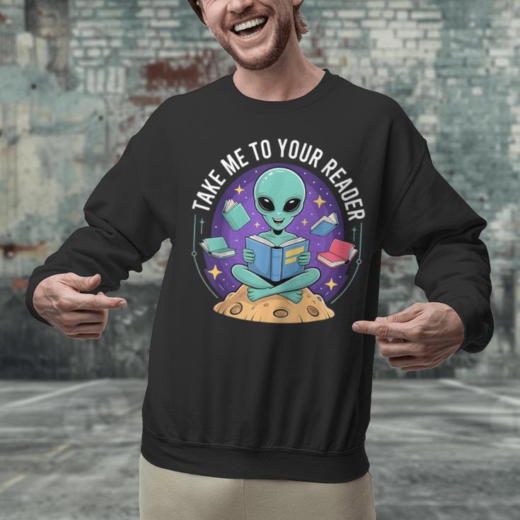Alien Reader Reading Teacher Librarian Book Lover Unisex Sweatshirt