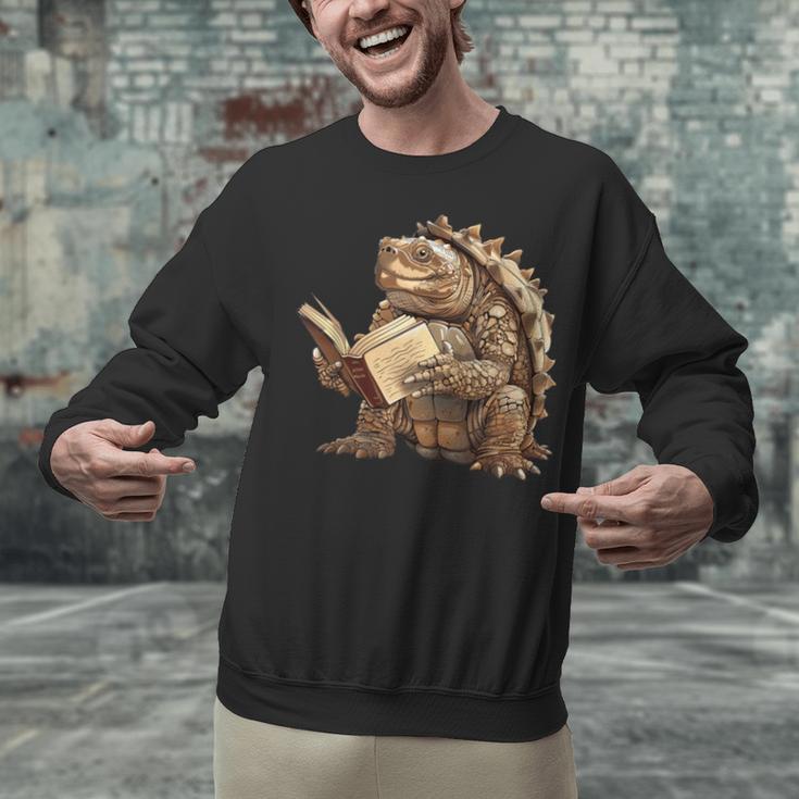 Alligator Snapping Turtle Reading A Book Unisex Sweatshirt