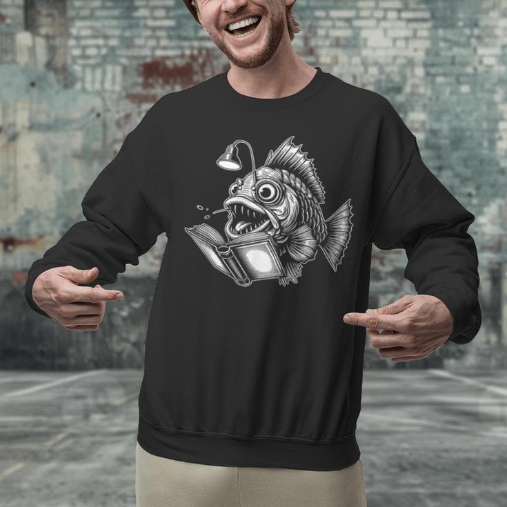 Anglerfish Reading Book Art Unisex Sweatshirt