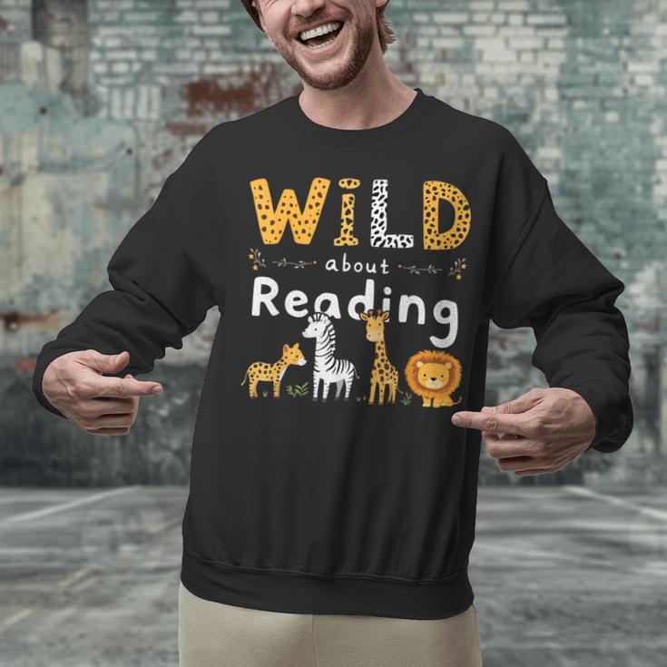 Animal Print Read A Book Character Kids Wild About Reading Unisex Sweatshirt