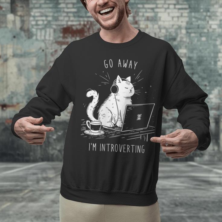 Antisocial Introvert Cat With Coffee On Computer Emo Goth Unisex Sweatshirt Antisocial Introvert Cat With Coffee On Computer Emo Goth Unisex Sweatshirt