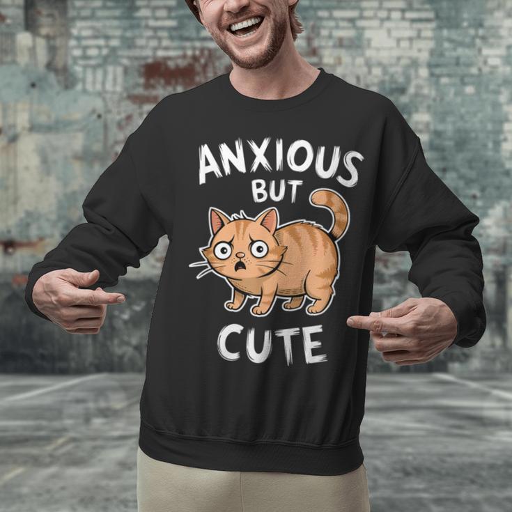 Anxious But Cute Anxiety Meme Cat Lover Introvert For Men Women Unisex Sweatshirt Anxious But Cute Anxiety Meme Cat Lover Introvert For Men Women Unisex Sweatshirt