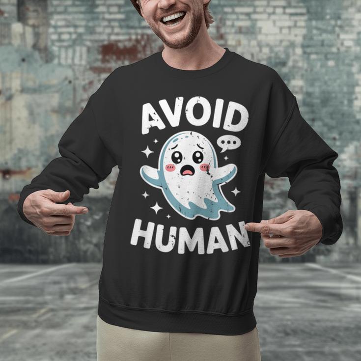 Avoid Humans Cute Kawaii Pastel Ghost Introvert Saying Unisex Sweatshirt Avoid Humans Cute Kawaii Pastel Ghost Introvert Saying Unisex Sweatshirt