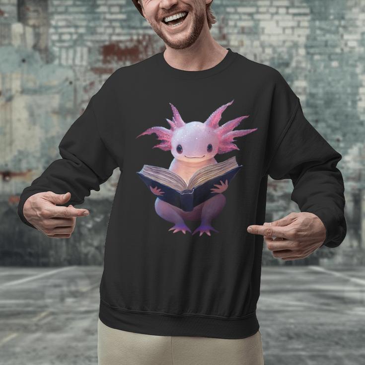 Axolotl Bookworm Reading Book Kawaii Graphic Unisex Sweatshirt