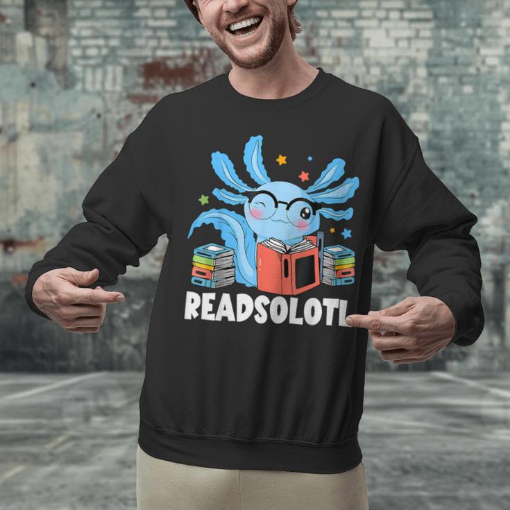 Axolotl Read Book Kawaii Reading Books For Men Women Unisex Sweatshirt