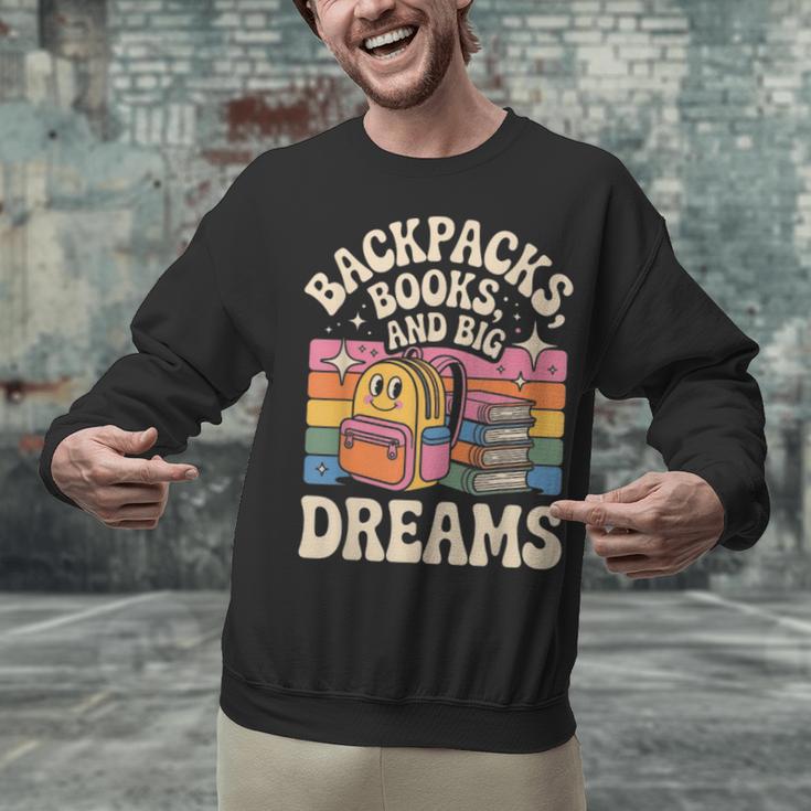 Backpacks Books And Big Dreams Cute Back To School Unisex Sweatshirt Backpacks Books And Big Dreams Cute Back To School Unisex Sweatshirt