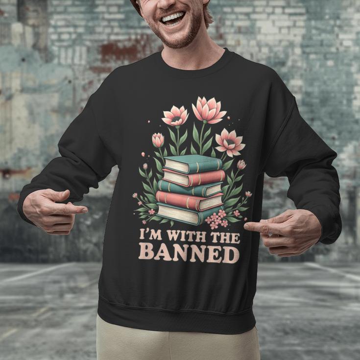 Im With The Banned Floral Flower Book Lover Unisex Sweatshirt