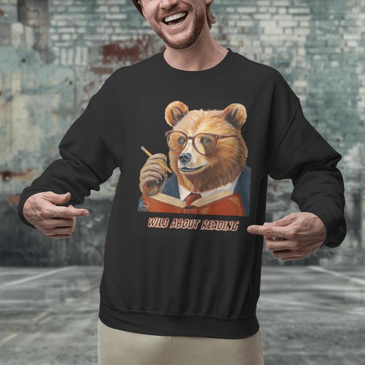 Bear Reading Book Glasses Library Zoo Teacher School Animal Unisex Sweatshirt Bear Reading Book Glasses Library Zoo Teacher School Animal Unisex Sweatshirt