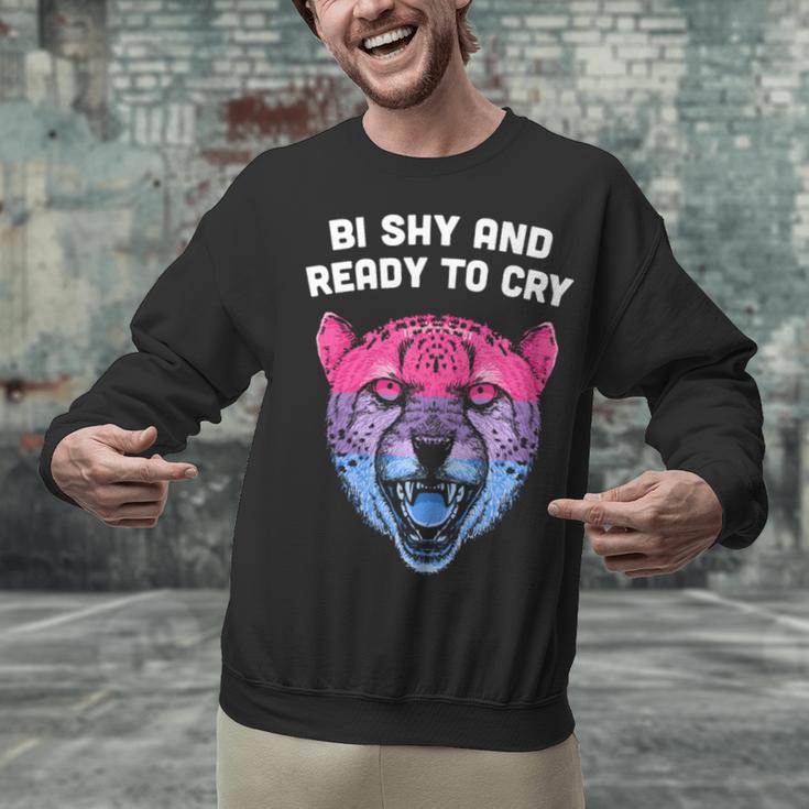 Bi Shy And Ready To Cry Bisexual Introvert Bi Pride Unisex Sweatshirt