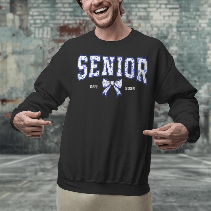 Blue Bow Coquette Floral Senior 2026 Graduation Class Unisex Sweatshirt