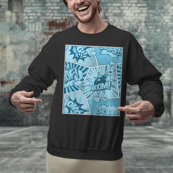Blue Comic Book Blue Graphic Unisex Sweatshirt Blue Comic Book Blue Graphic Unisex Sweatshirt