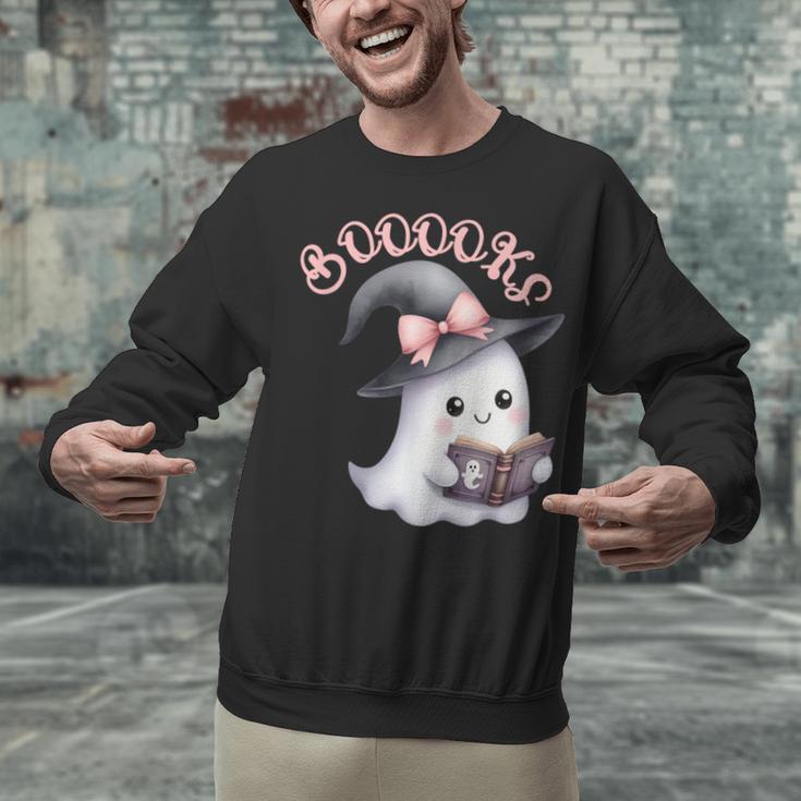Boo Ghost Books Coquette Bow Halloween Women School Teacher Unisex Sweatshirt