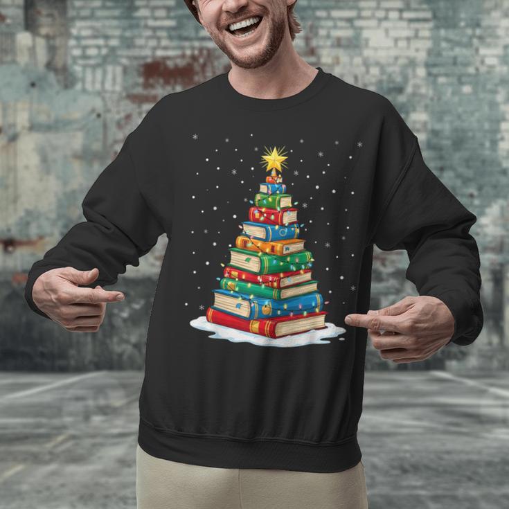 Book Christmas Tree Xmas Lights Book Lover Teacher Librarian Unisex Sweatshirt