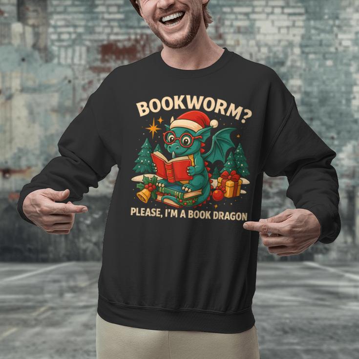 Book Dragon Christmas Reading For Fantasy Lovers Unisex Sweatshirt