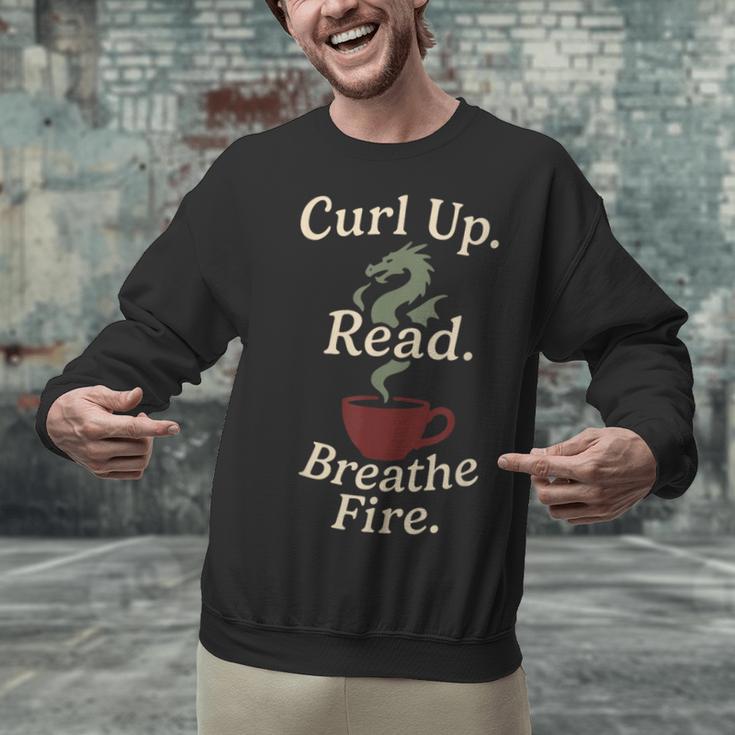 Book Dragon Fantasy Reader Cozy Reading Book Lover Dragon Unisex Sweatshirt