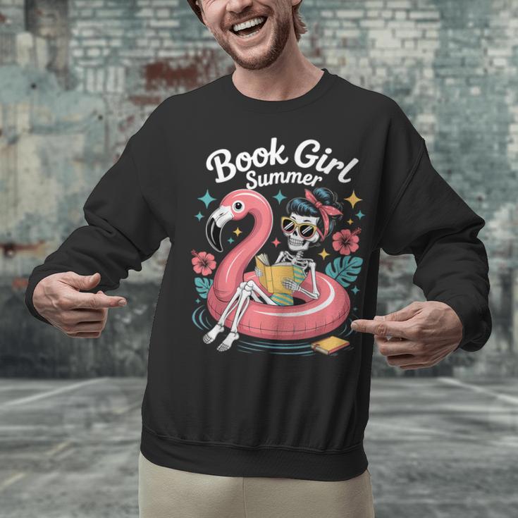 Book Girl Summer Skeleton Reading Books Lovers Beach Unisex Sweatshirt