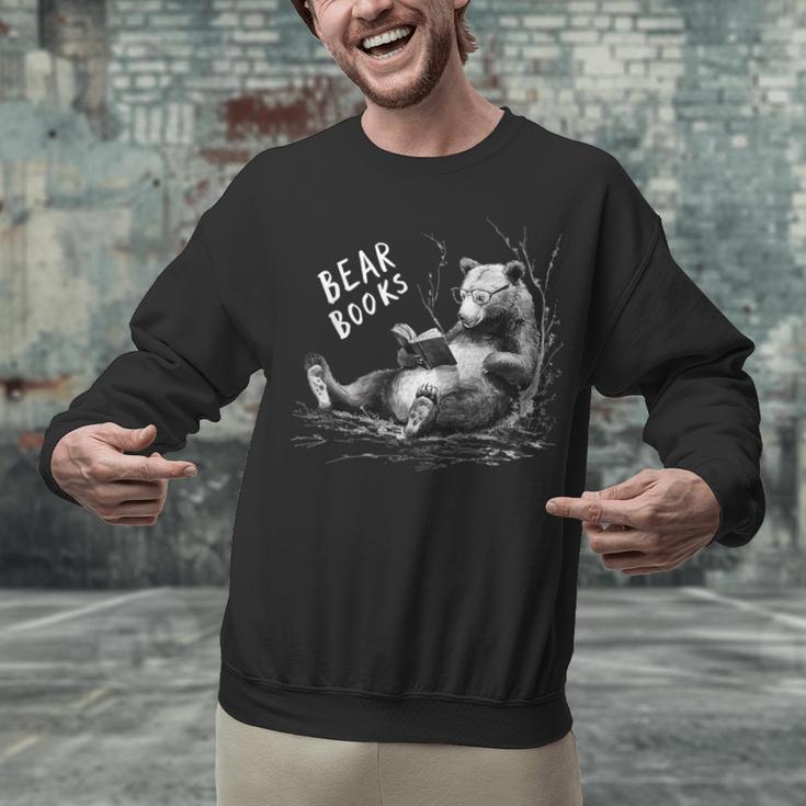 Book Lover Bear Cozy Reading Bear Graphic Bear Books Unisex Sweatshirt
