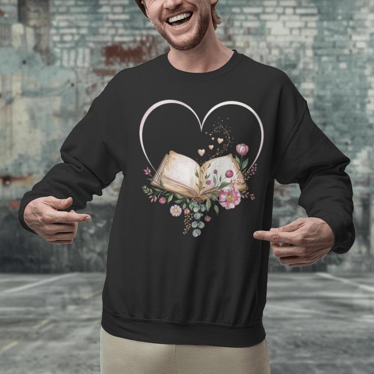 Book Lover Heart Shaped Reading Art Librarian Unisex Sweatshirt