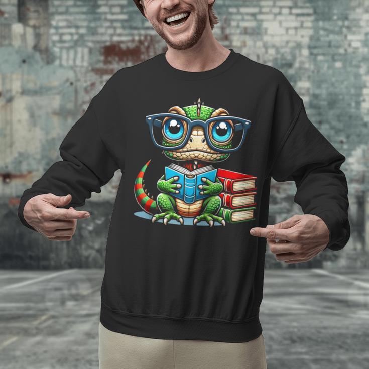 Book Lover Reading Iguana Unisex Sweatshirt