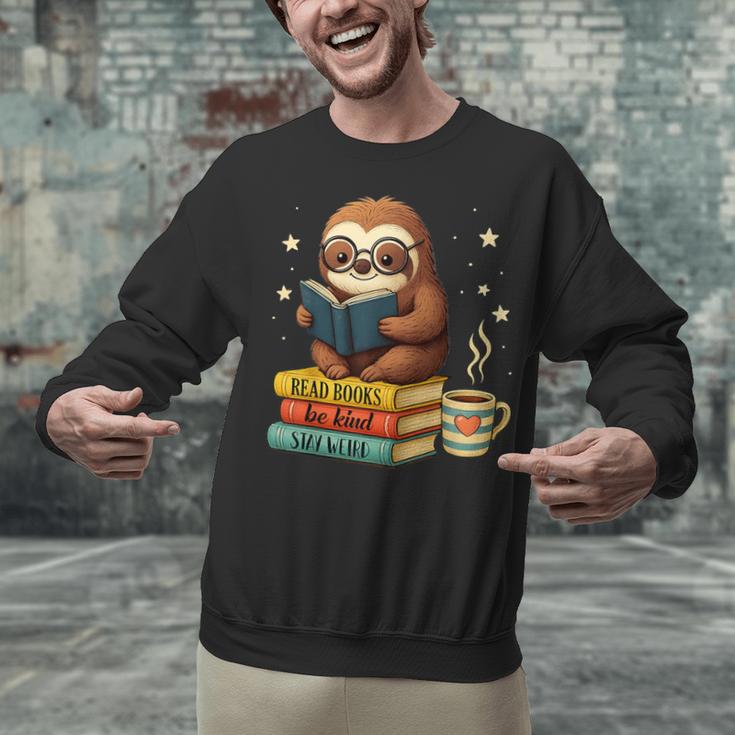 Book Lover Sloth Reading Bookish Library Read Books Be Kind Unisex Sweatshirt