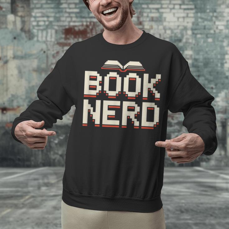 Book Nerd Retro Pixel Reading Librarian Aesthetic Unisex Sweatshirt