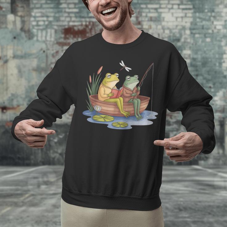 Book Shirt Frog Toad Fishing Vintage Book Frog Unisex Sweatshirt