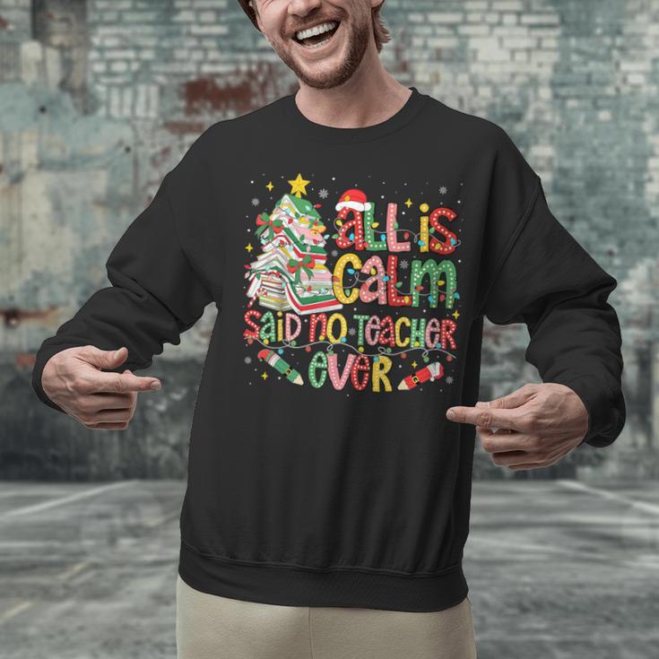 Book Tree All Is Calm Said No Teacher Ever Christmas Unisex Sweatshirt