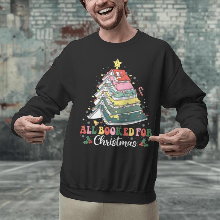 All Booked For Christmas Book Tree Lights Christmas Library Unisex Sweatshirt