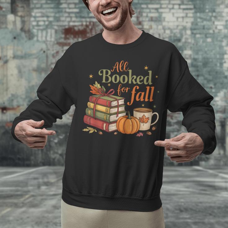 All Booked For Fall Books Coffee Fall Leaves Pumpkins Autumn Unisex Sweatshirt