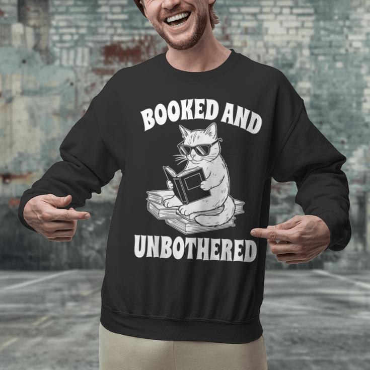 Booked And Unbothered Cat Reading Book Lovers Unisex Sweatshirt Booked And Unbothered Cat Reading Book Lovers Unisex Sweatshirt