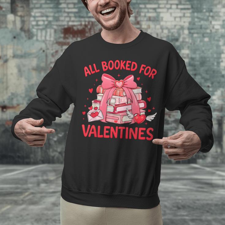 All Booked For Valentine Bow Books Lover Teacher Girl Women Unisex Sweatshirt