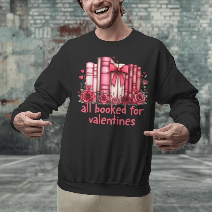 All Booked For Valentines Coquette Bow Book Lover Bookworm Unisex Sweatshirt