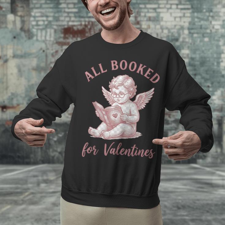 All Booked For Valentines Cute Cherub Vintage Book Lover Unisex Sweatshirt