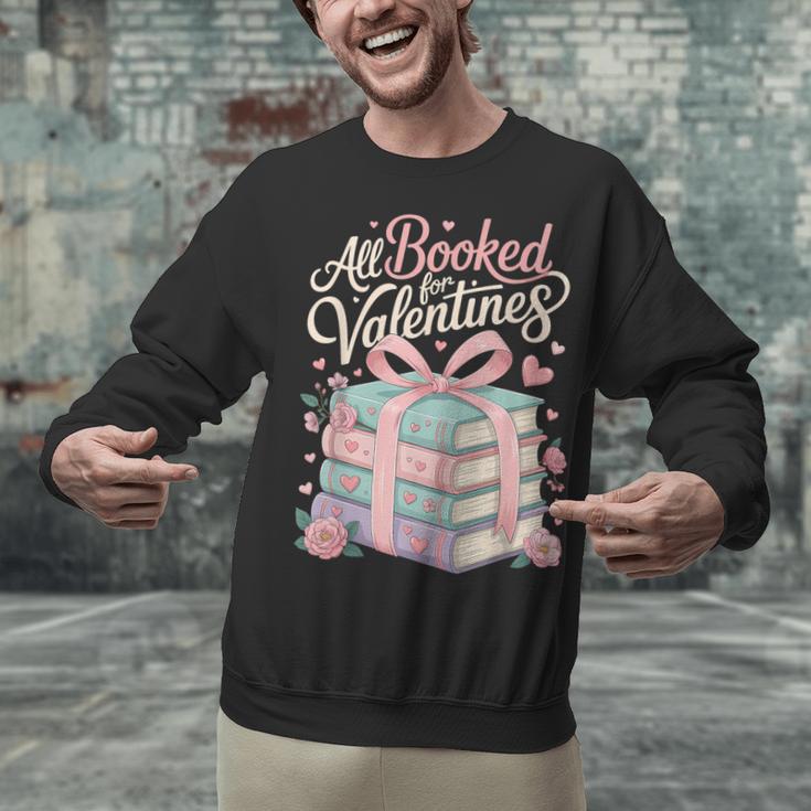 All Booked For Valentines Stacked Books Unisex Sweatshirt