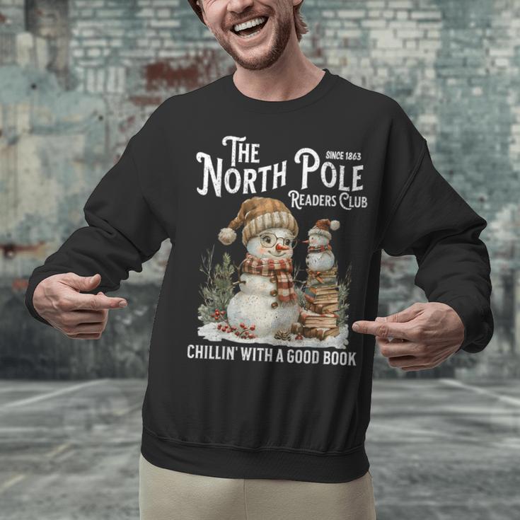 Bookish Christmas North Pole Book Club Snowman Book Worm Unisex Sweatshirt