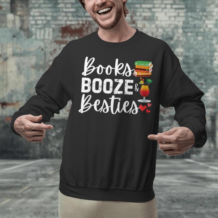 Books Booze And Besties Book Lover Bestie Squad Twinning Unisex Sweatshirt
