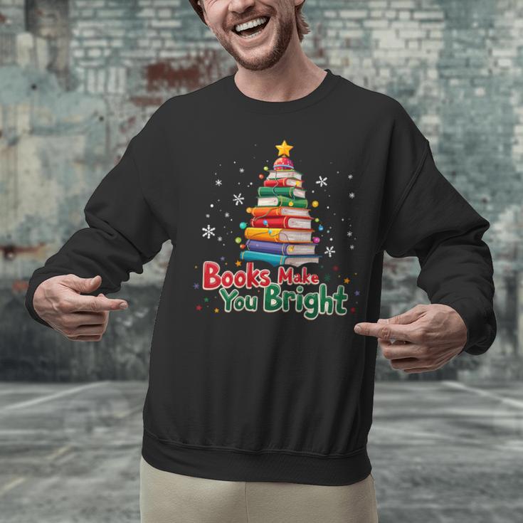 Books Make You Bright Christmas Librarian Book Lover Unisex Sweatshirt