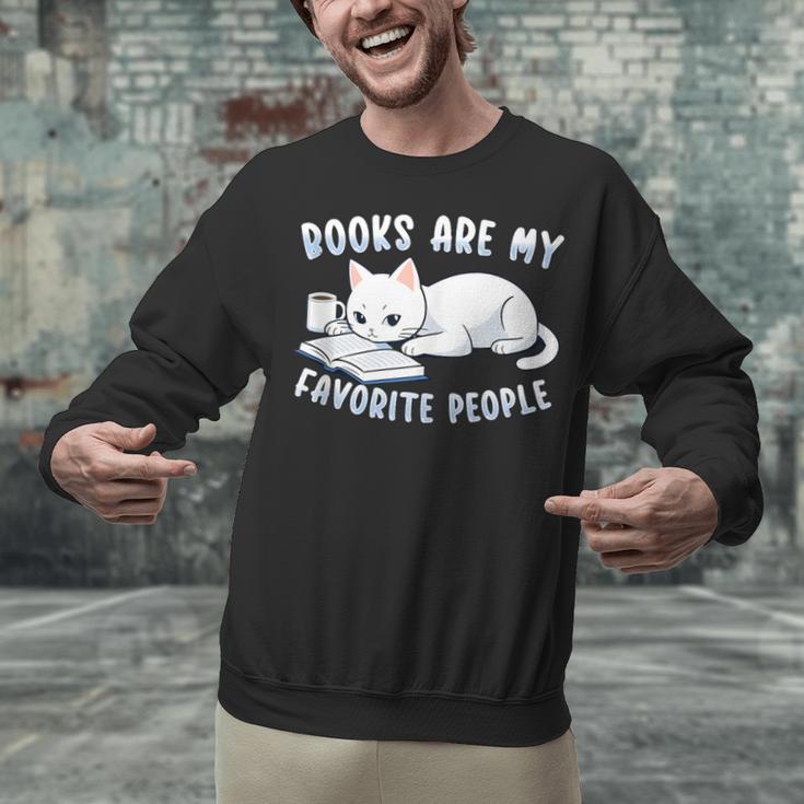 Books Are My Favorite People Cat With Coffee Mug Book Lovers Unisex Sweatshirt Books Are My Favorite People Cat With Coffee Mug Book Lovers Unisex Sweatshirt