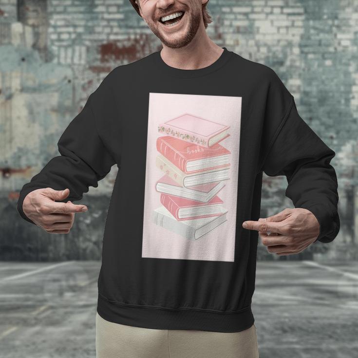 Books Flowers Art Flower Stack Pastel Feminine Unisex Sweatshirt