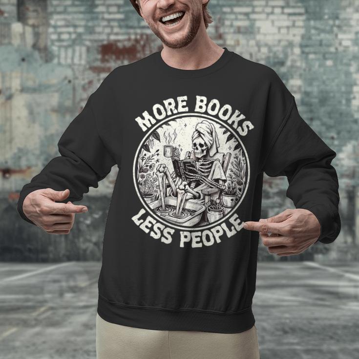 More Books Less People Introvert Skeleton Reading Unisex Sweatshirt