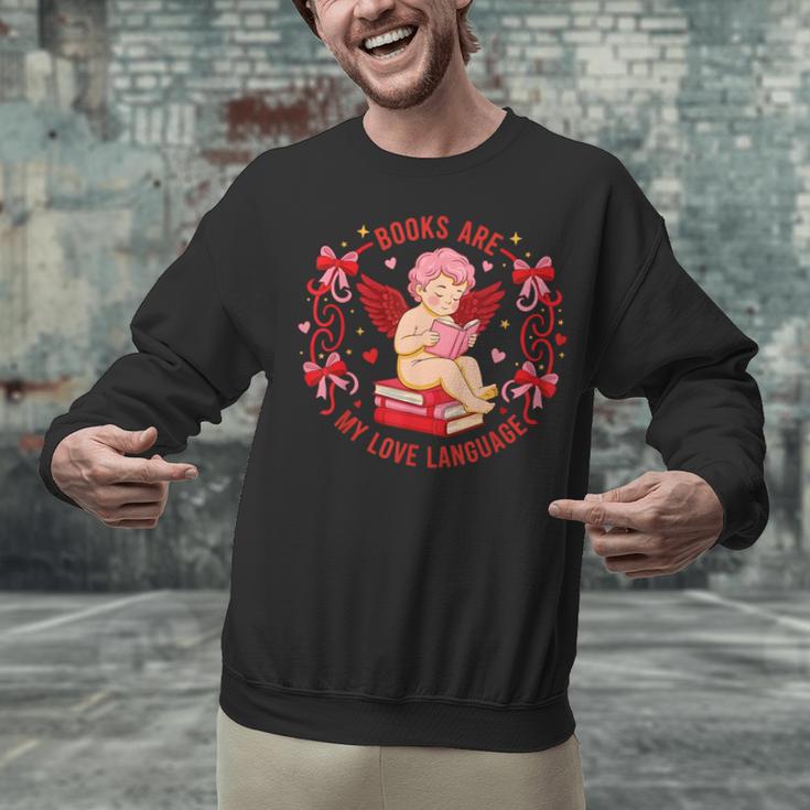 Books Are My Love Language Cupid Reading Book Valentines Day Unisex Sweatshirt