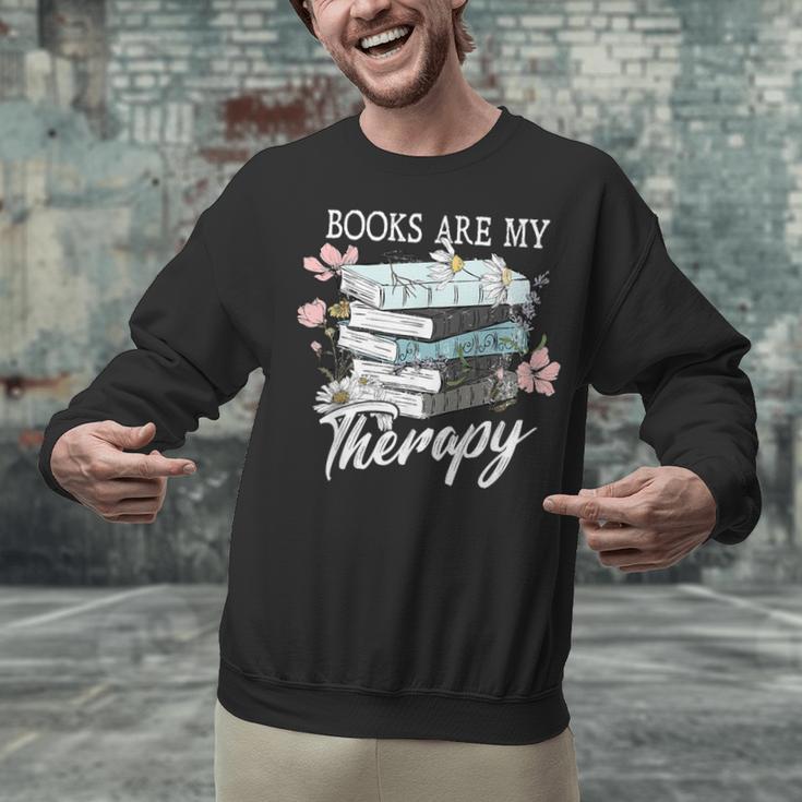 Books Are My Therapy Summer Reading Book Lovers Unisex Sweatshirt