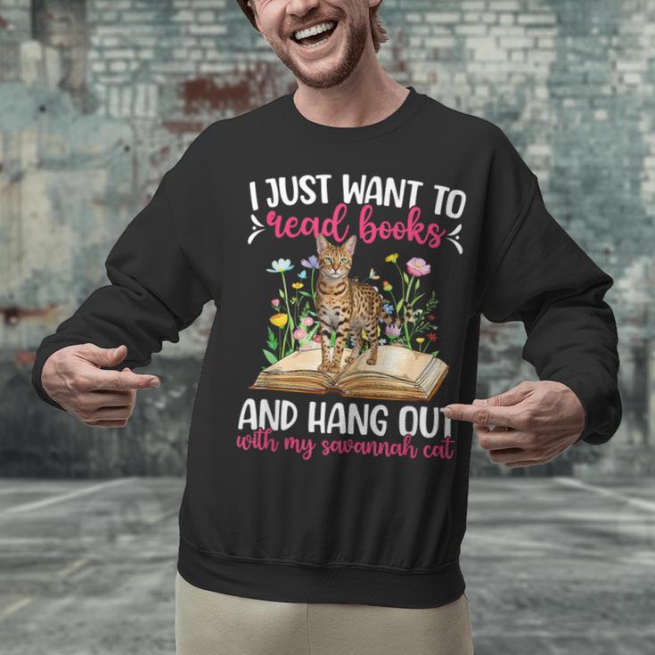 Books And My Savannah Cat Owner Savannah Cat Lover Unisex Sweatshirt