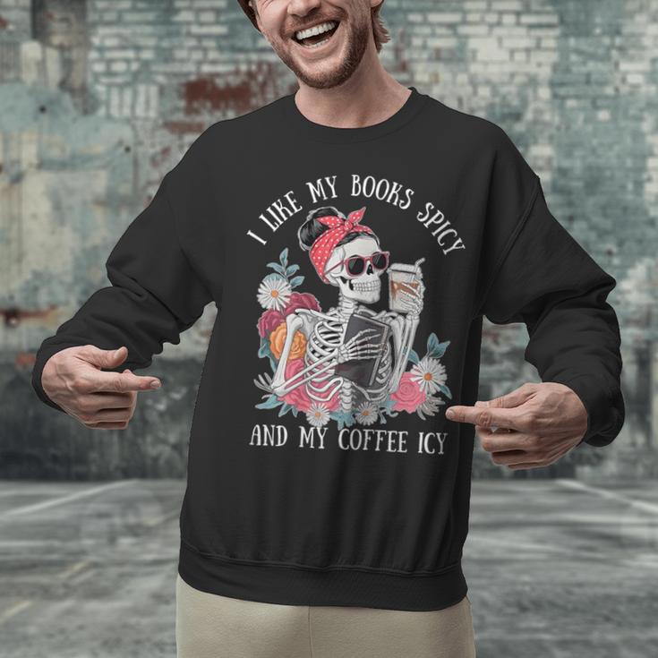 I Like My Books Spicy And My Coffee ICY Skeleton Women Unisex Sweatshirt I Like My Books Spicy And My Coffee ICY Skeleton Women Unisex Sweatshirt