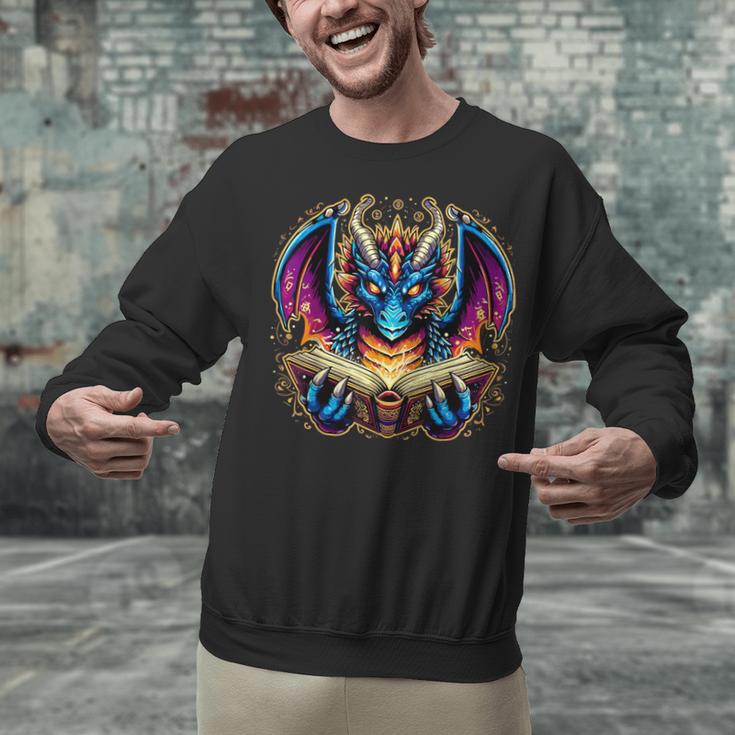 Bookworm Dragon Reading Book Lover Unisex Sweatshirt