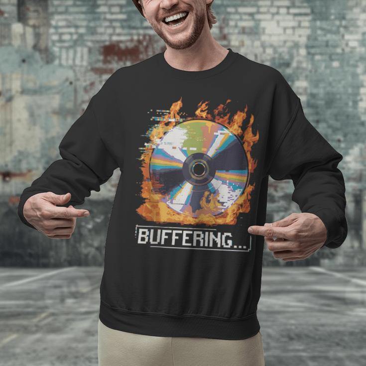 Buffering Glitched CD On Fire 2000s Nostalgia Unisex Sweatshirt