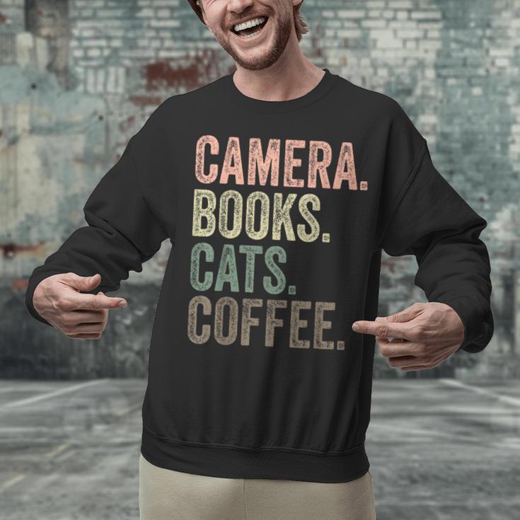 Camera Books Cats And Coffee Lover Photography Men Women Unisex Sweatshirt