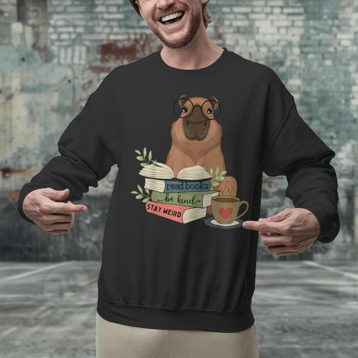 Capybara Glasses Reading Books Capybara Nerd Bookworm Unisex Sweatshirt