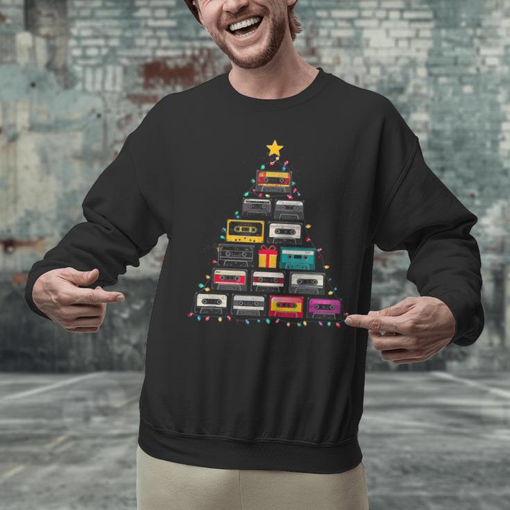 Cassette Tape Christmas Tree Graphic 80s 90s Retro Nostalgia Unisex Sweatshirt